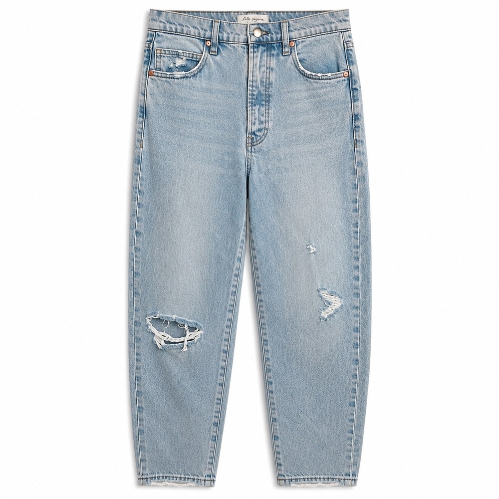 Betro Simone Distressed High Rise Mom Jeans Button Fly Tapered Size 27
